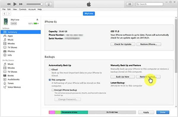 Backup with iTunes